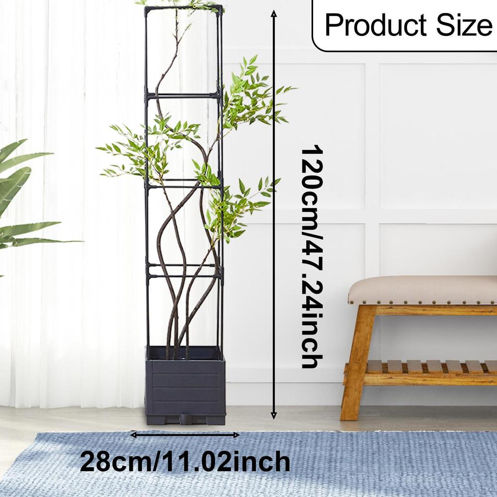 Planter Box with Trellis Plant Pot Minimalist Practical Raised Garden Bed Tomato Cage for Climbing