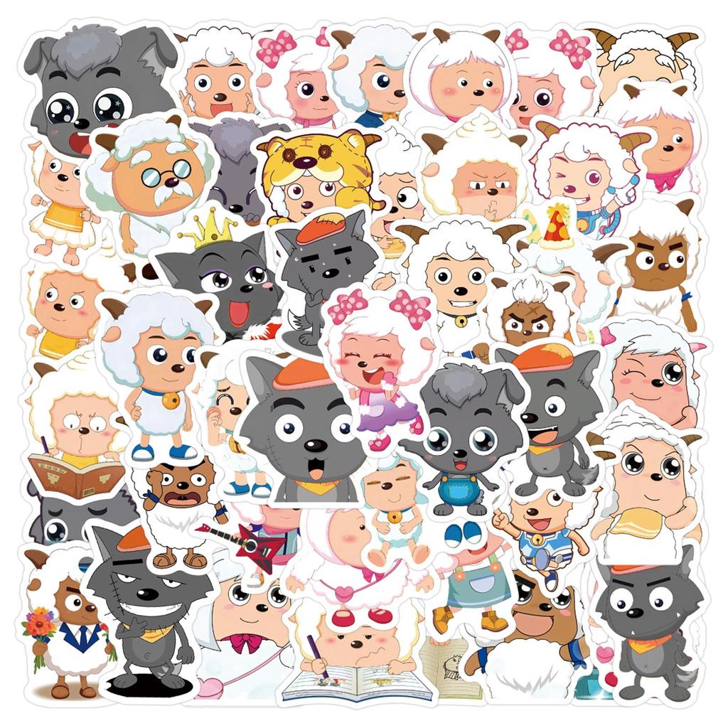 60 Cute Cartoon Pleasant Goat & Big Bad Wolf Stickers for Journals, DIY Stationery, Phones & Laptops