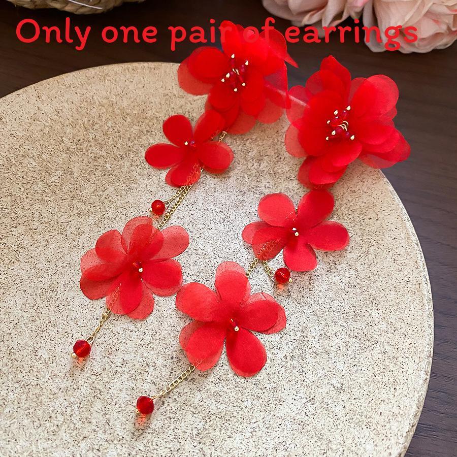 

Серьги-лепестки висячие с цепочкой-кисточкой для летних нарядов и аксессуаров, трендовые Red
