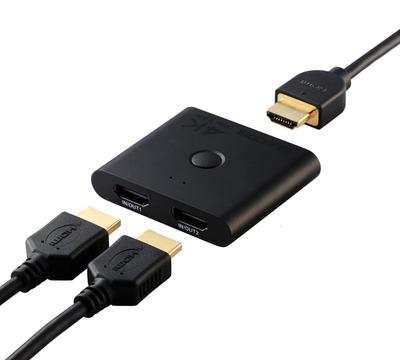 ELECOM HDMI Switcher 4K 60Hz 2 Inputs 1 Output Bidirectional Thin Distributor TV Stick and Others (12mm) PS5/4/Nintendo Switch/Fire DH-SW4KBD21BK/E