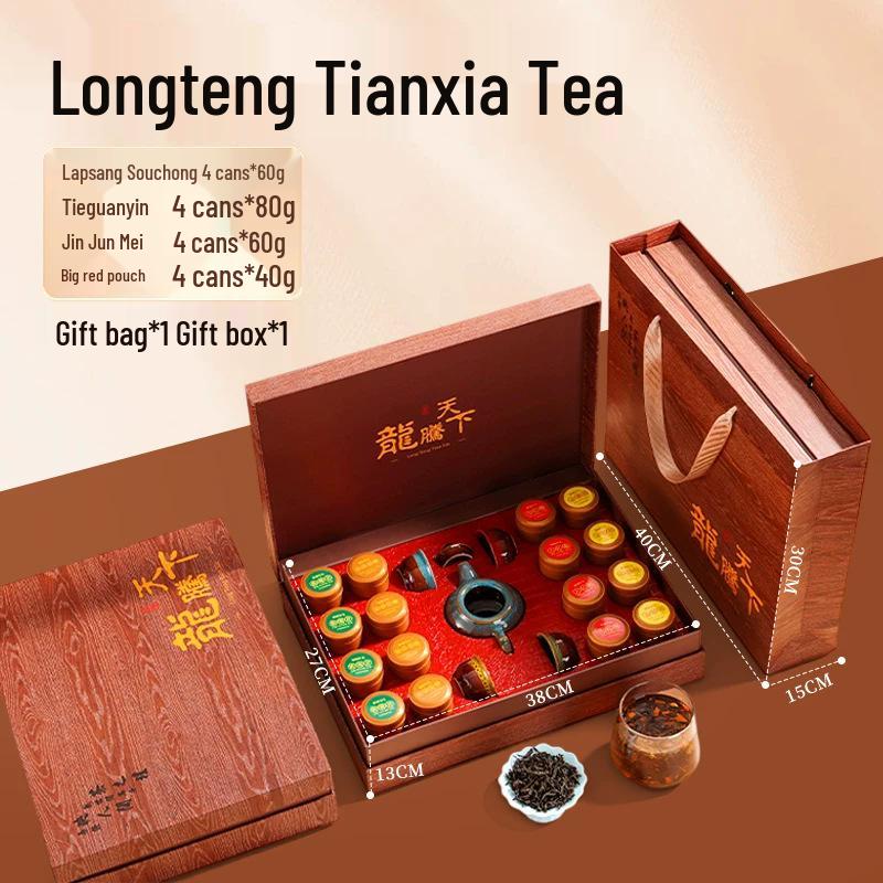 Premium Tea Gift Box: Oolong, Black, Pu-erh & Jasmine - A Thousand Li of Rivers and Mountains Collection