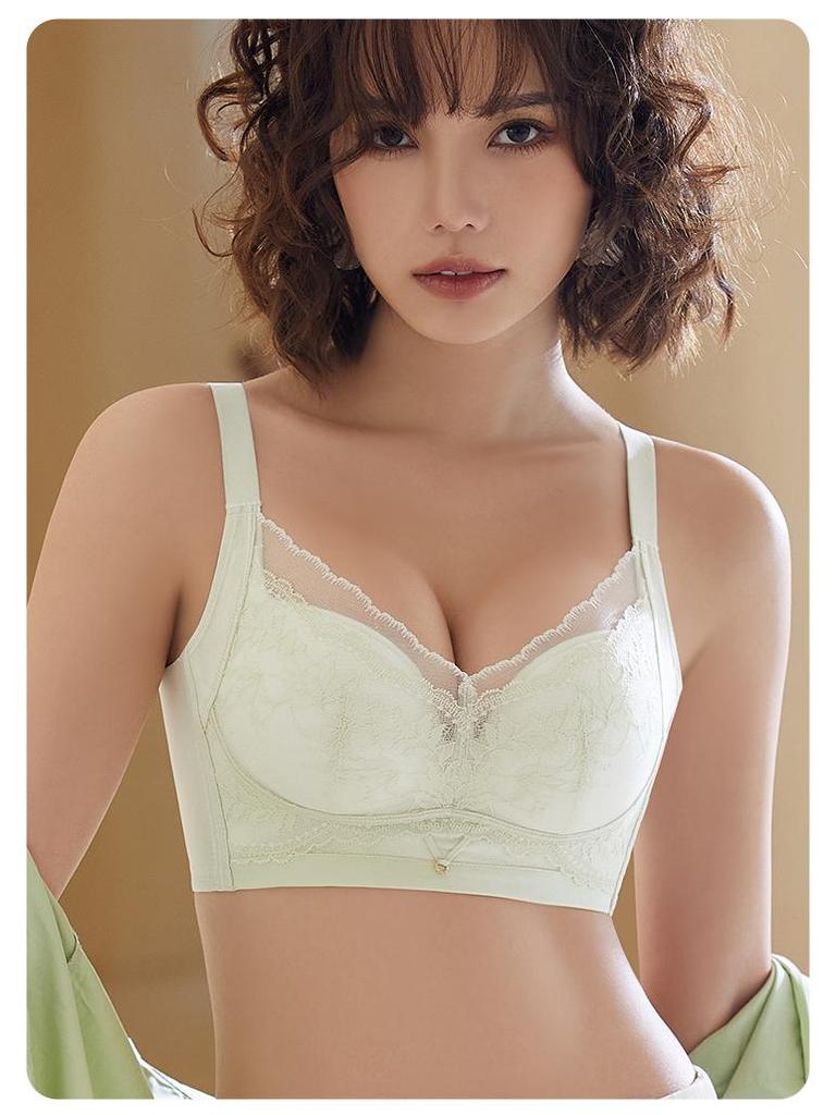 Women's Lace Push-Up Wireless Bra: Medium Thick, Anti-Sagging, Adjustable Support