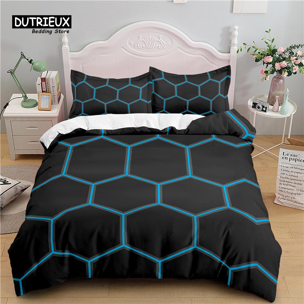 Luxuriöser 3D-Geometrie-Druck Home Living Komfortables Bettbezug-Set Kissenbezug Kinderbettwäsche-Set Queen und King EU/US/AU/UK Größe