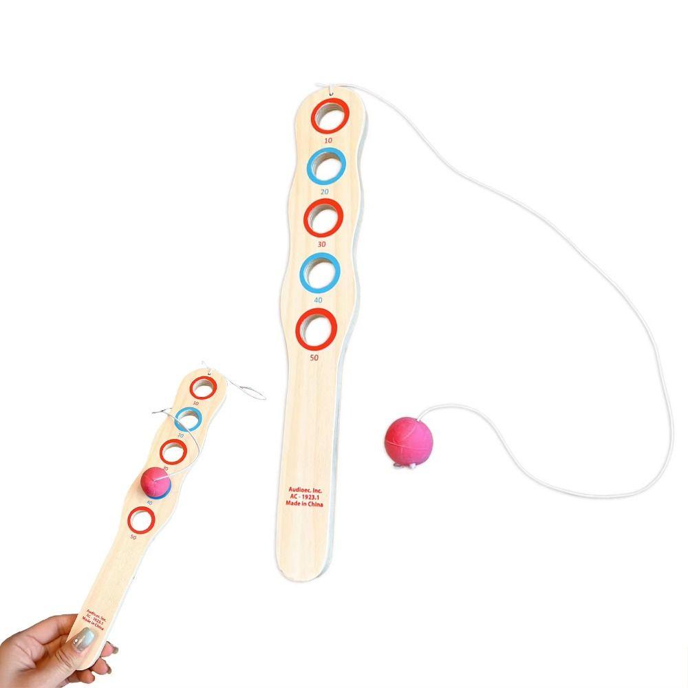 Juego de Paleta y Pelota de Madera con Cuerda Elástica Palas de Madera con Pelota Coordinación Mano-Ojo