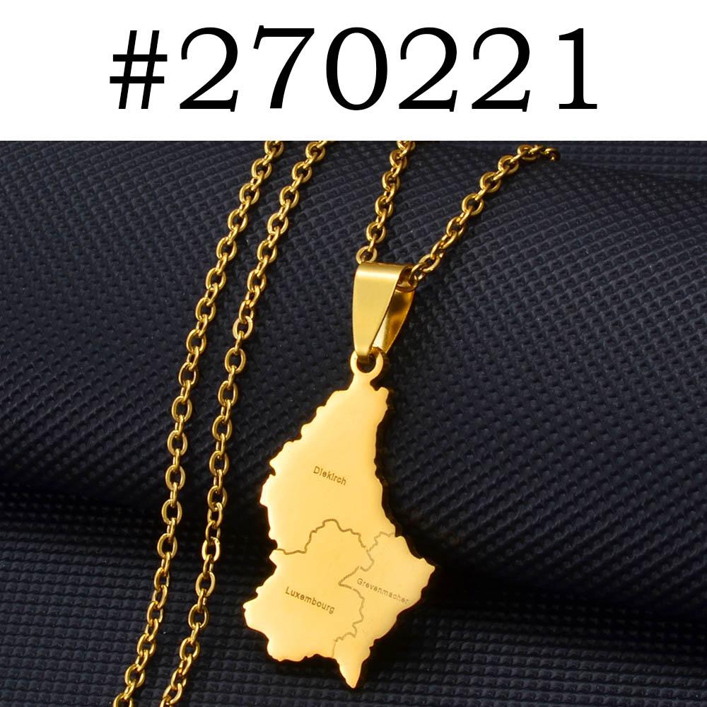 Anniyo Luxembourg Map City Name Pendant Necklaces Letzebuerg of Maps Jewelry #270221