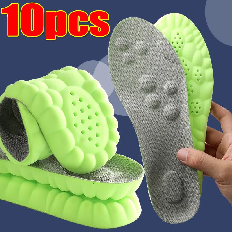 10pcs New 4D Sport Insole Super Soft Shoes Sole Pads for Feet Shock Absorption Baskets Shoe Sole Arch Support Orthopedic Inserts