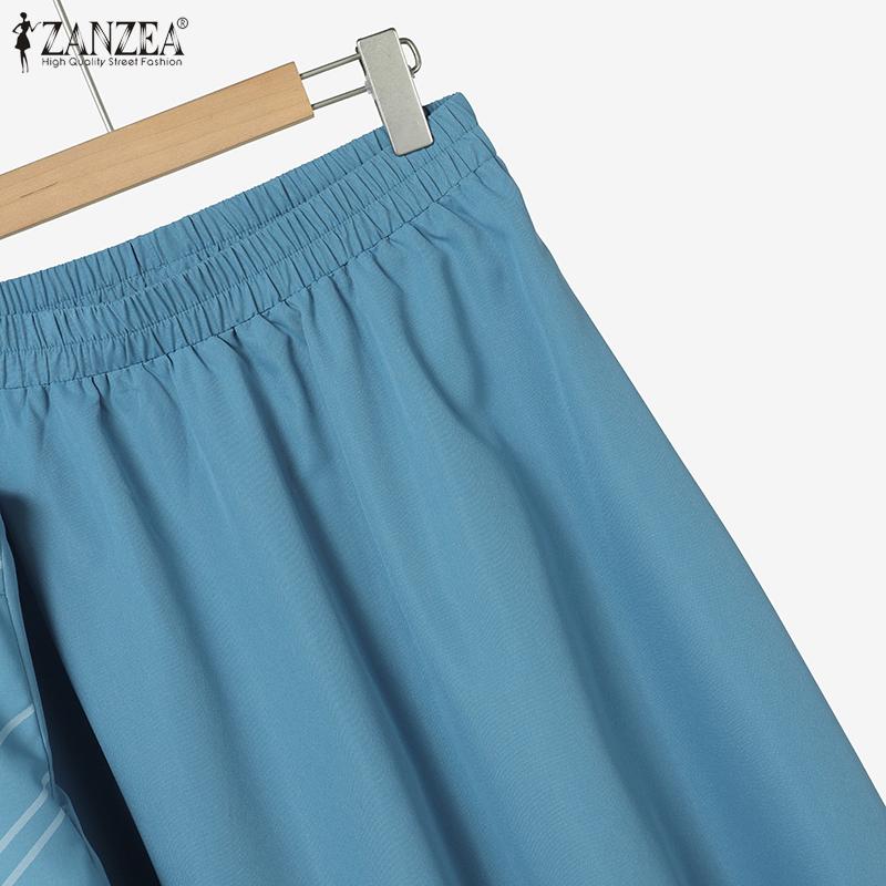 ZANZEA Women Print Tank Tops and Long Skirts Summer Two Piece Suit Sets