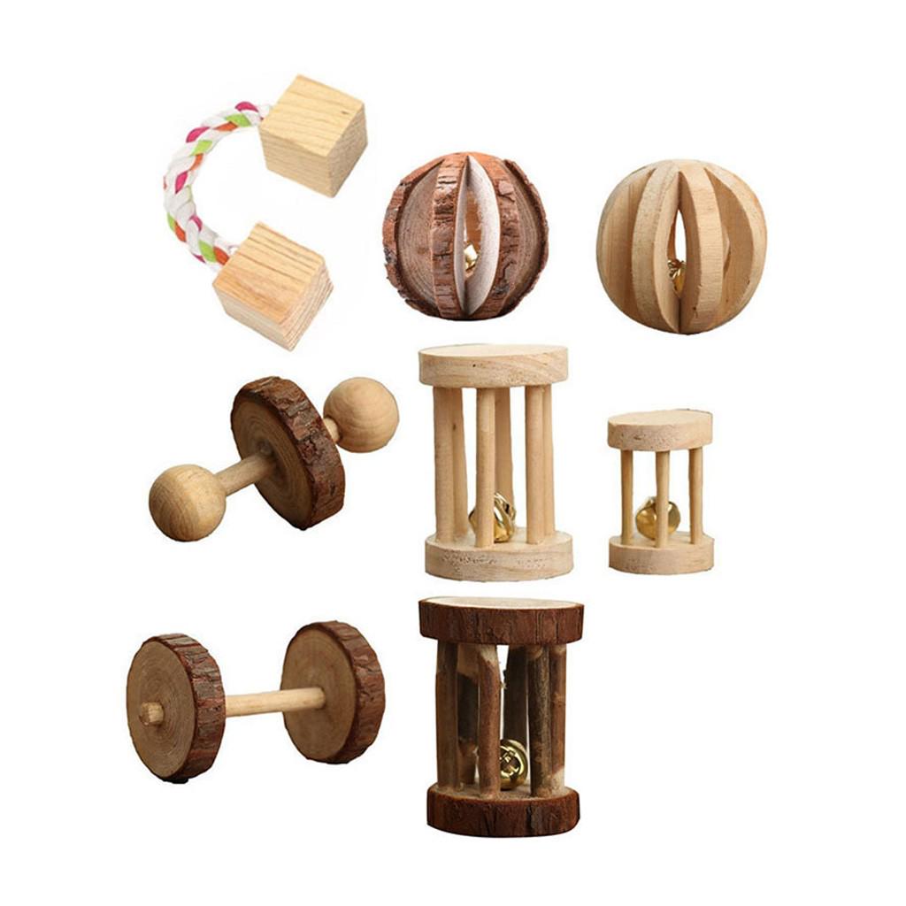 Wooden Pet Toy Hamster  Pig Parrot Playing Molars Set