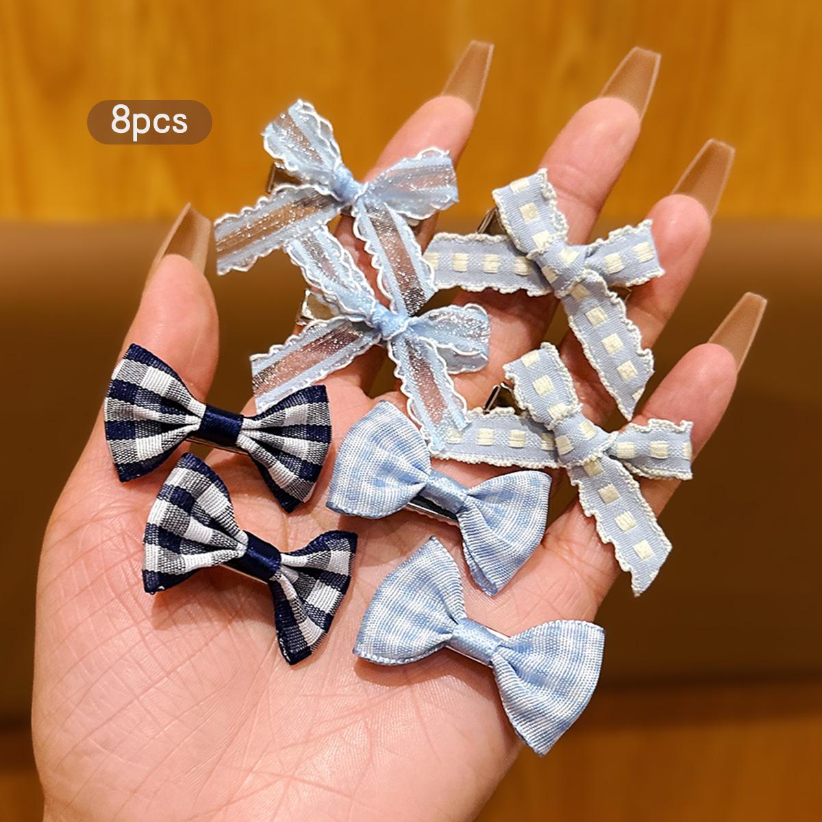 

8 blue bow hair clips, sweet headband clips Size fits all