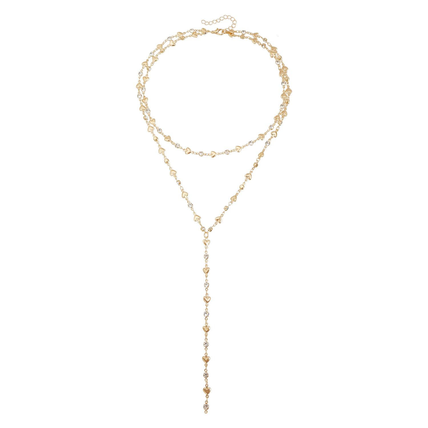 Love rhinestone alternating Y-shaped necklace personalized versatile long street auction necklace