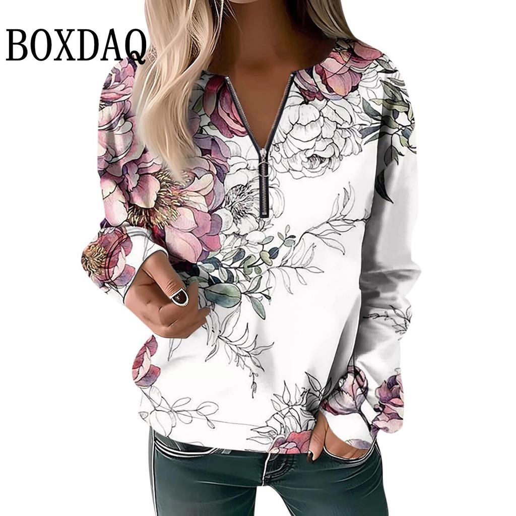 Tie Dye Farbverlauf Blumen 3D Gedruckte Hoodies Für Damen Herbst Winter Sweatshirts Langarm V-Ausschnitt Reißverschluss Lässige Sport Oberteile