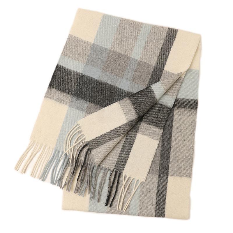 Hong Rong Unisex Wool Plaid Scarf - Warm for Autumn/Winter