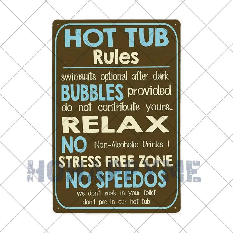 Funny Outdoor Hot Tub Metal Tin Sign Plates Vintage Poster Bathroom Plaques Wall Decorative Retro Home Decor 20*30cm