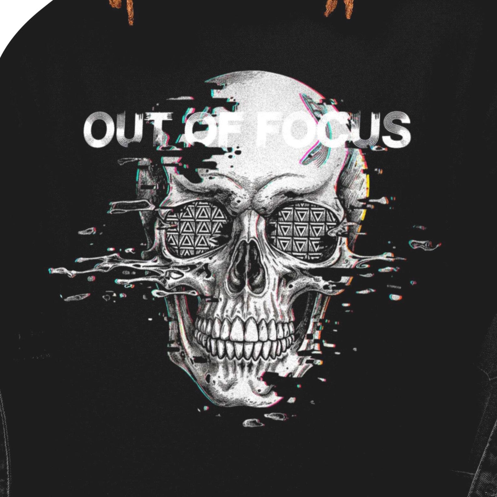 Out Of Focus Skull Shirt | Glitch Skull Graphic Tee | Trippy Distorted Skull T-Shirt | Dark Weirdcore Skull Art S