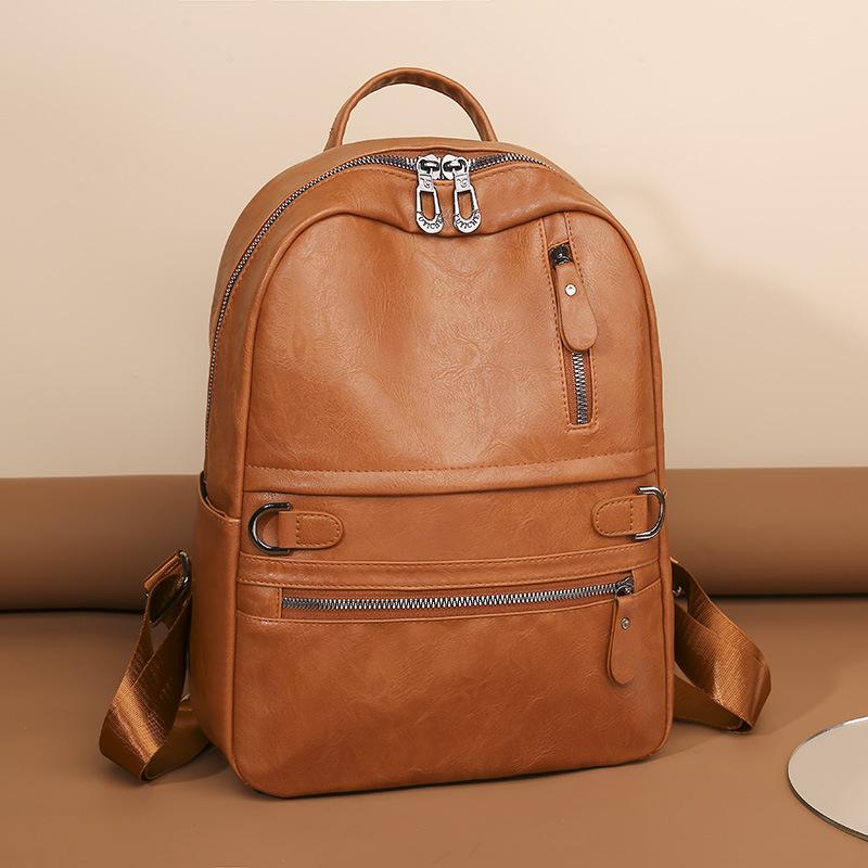 

Рюкзак из мягкой кожи и большой вместимости, простая дорожная сумка, дорожный рюкзак.