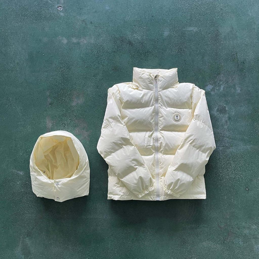 Trapstar Beige Small Logo Cotton Jacket with Detachable Hood