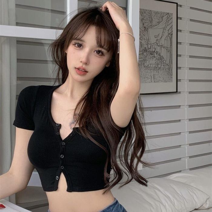 Korean Version of the Fashion New Summer Pure Want To Wear Short-sleeved T-shirt Girls Ins Top Slim-fitting Short Bottoming Shirt