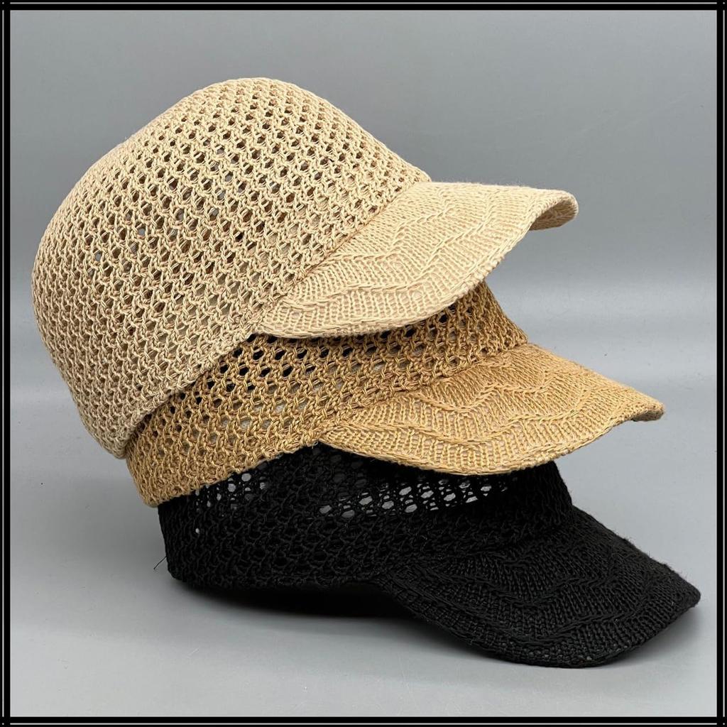 Straw Cap Hat Mesh UV Protection Breathable Casual Stylish CZA116 [White Fang] Women's (Dark Brown)