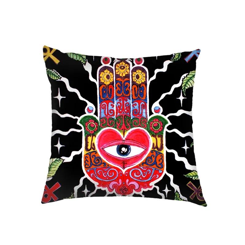 Mandala Floral Print Pillow Case Turkish Blue Evil Eye Cushion Sofa Cases Home Square Throw Pillow Cover Living Room Decoration