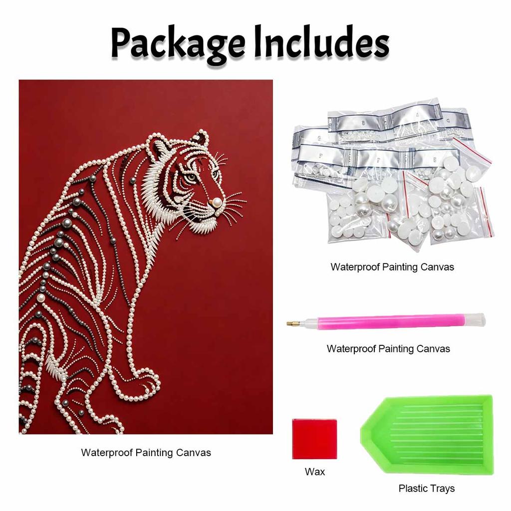5D DIY Pearl Diamond Painting Kit Majestic Tiger Full Drill Embroidery Mosaic Art Home Wall Decor Gift