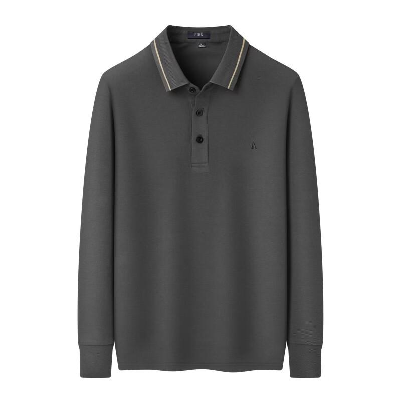 FIRS Men's Cotton-Silk Blend Long Sleeve Business Casual Polo Shirt
