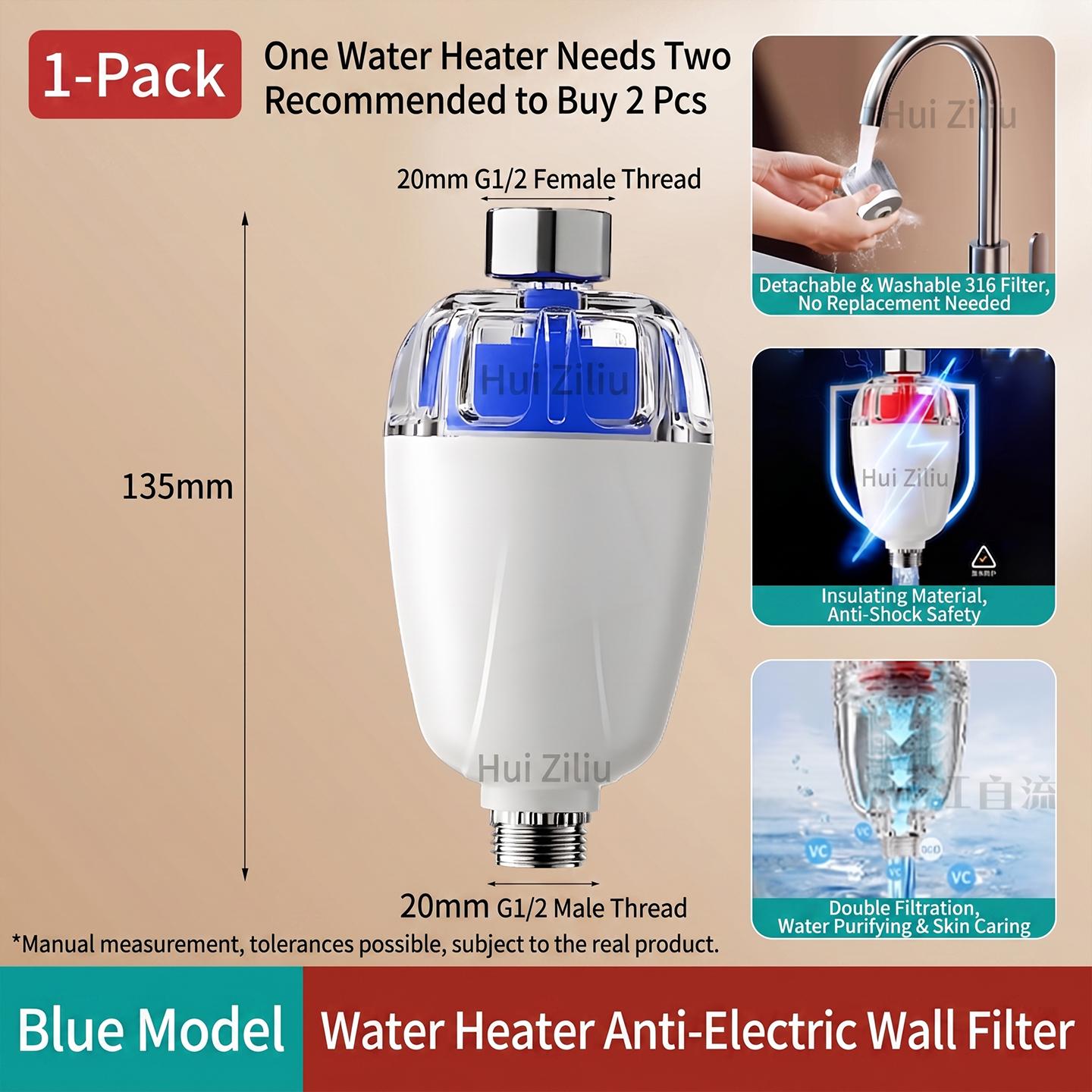 

Universal Water Heater Anti-Electric Wall, Safe Home Leakage Protection, Pre-Filter for Water Purification & Chlorine Removal синий