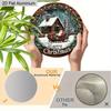 Panneau Joyeux Noël Plat en Aluminium 2D avec Motif Père Noël & Maison - Ornements Figurines Hivernales Chaudes - Idéal pour Porte d'Entrée, Mur, Porche, Fenêtre