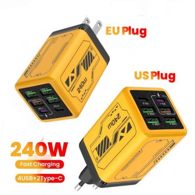 240W 6 Ports 4USB+2Type C Super Schnelllade-Handy-Ladegerät USB3.0 PD3.0 EU/US-Ladegerät für Android