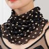 Faux Pearl Pendant Yarn Scarf Fashion Neck Protection Mesh Scarf Elastic Pullover Breathable Neck Scarf For Women