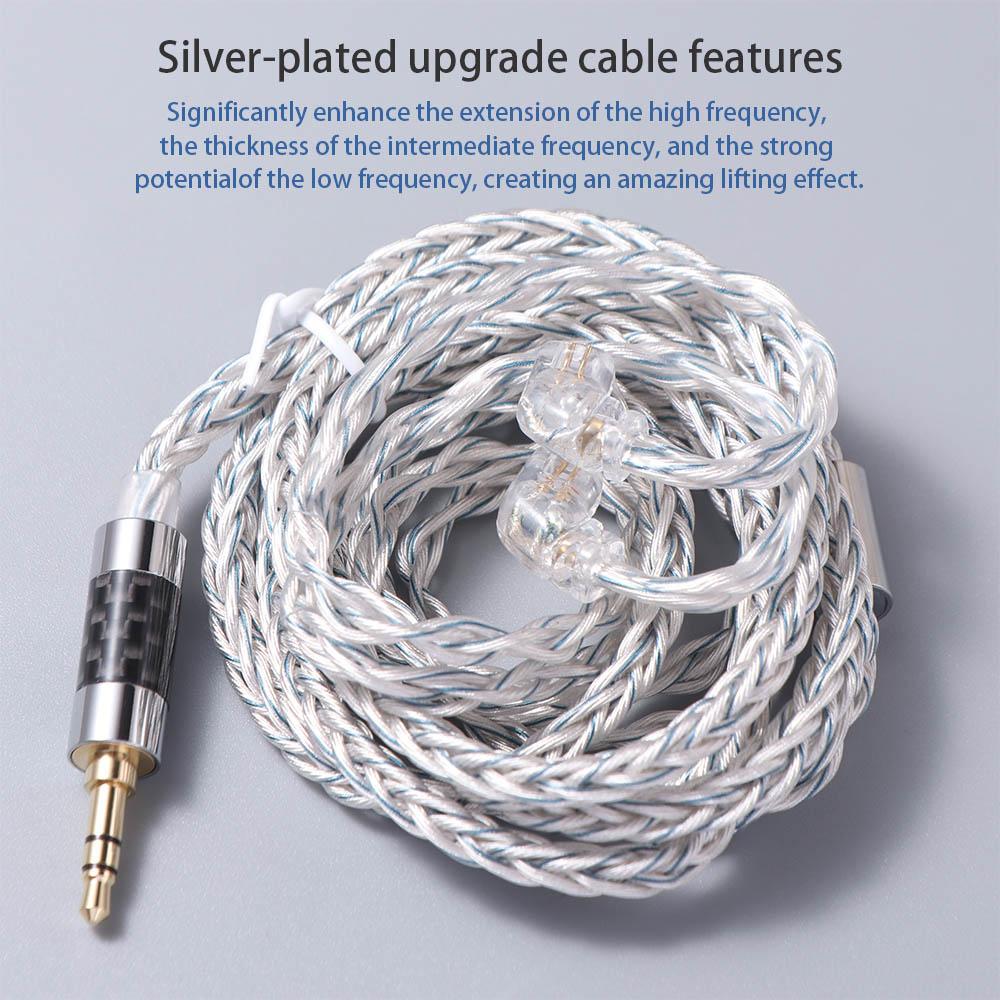 784 Cores KZ Earphones Cable Silver Plated Uparade Cable KZ Headphone Cord Silver Blue Hybrid Replacement Headset Wire KZ