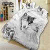 3D Cute Wolves Cat Dog Print Bedding Set Cute Duvet Quilt Cover Wild Animal Tribal Bed Cover With Pillowcases Custom Bed Linen