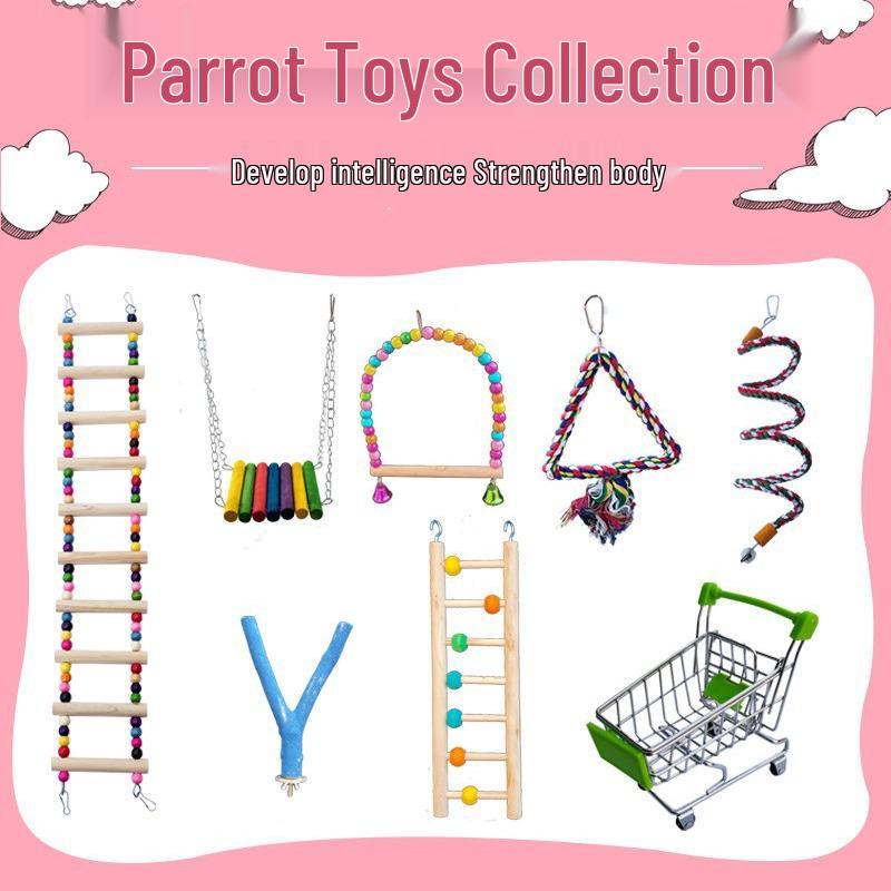 Parrot Swing & Climbing Ladder Toy for Budgies and Cockatiels - Chewable Hanging Ring & Cloud Design