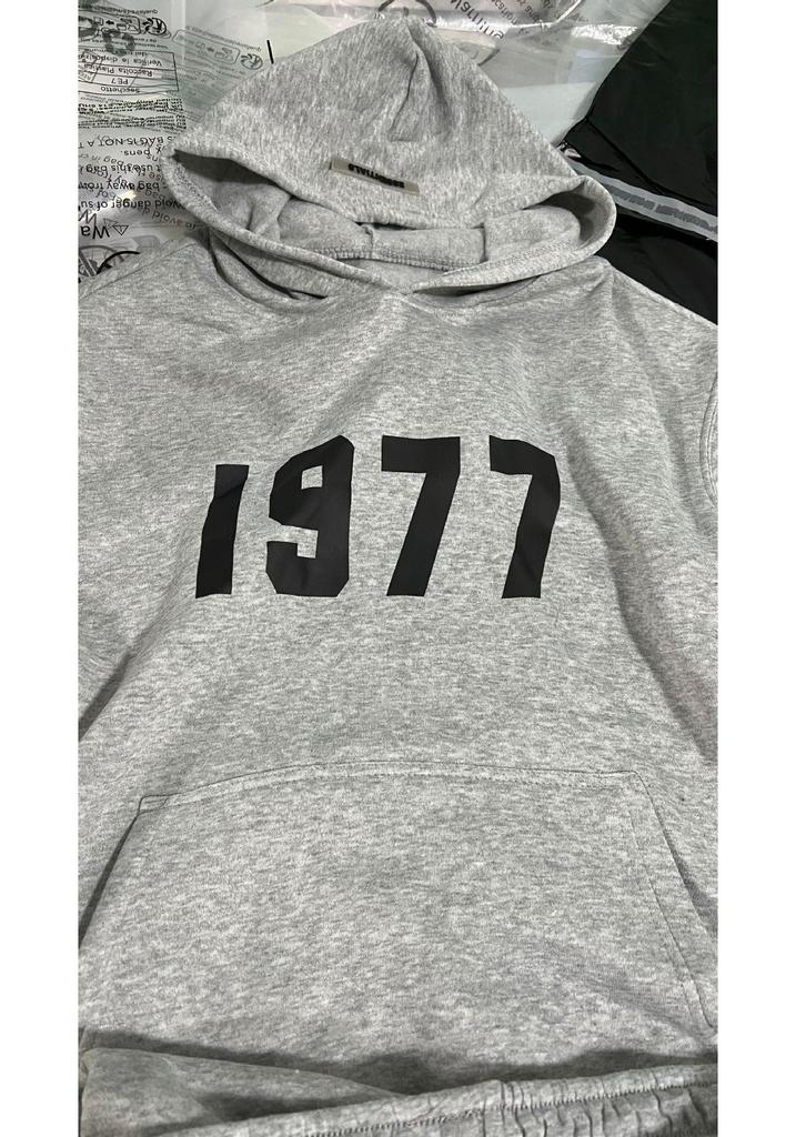 Men's 1977 Digital Print Hoodie & Joggers Two-Piece Set - Long Sleeve Autumn Winter Sportswear