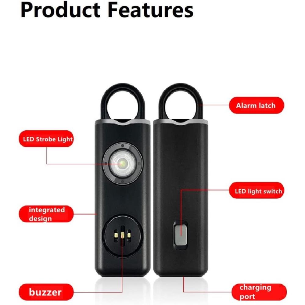 Low Battery Notice Portable Alarm Keychain LED Strobe Light Personal Security Alarm  Women