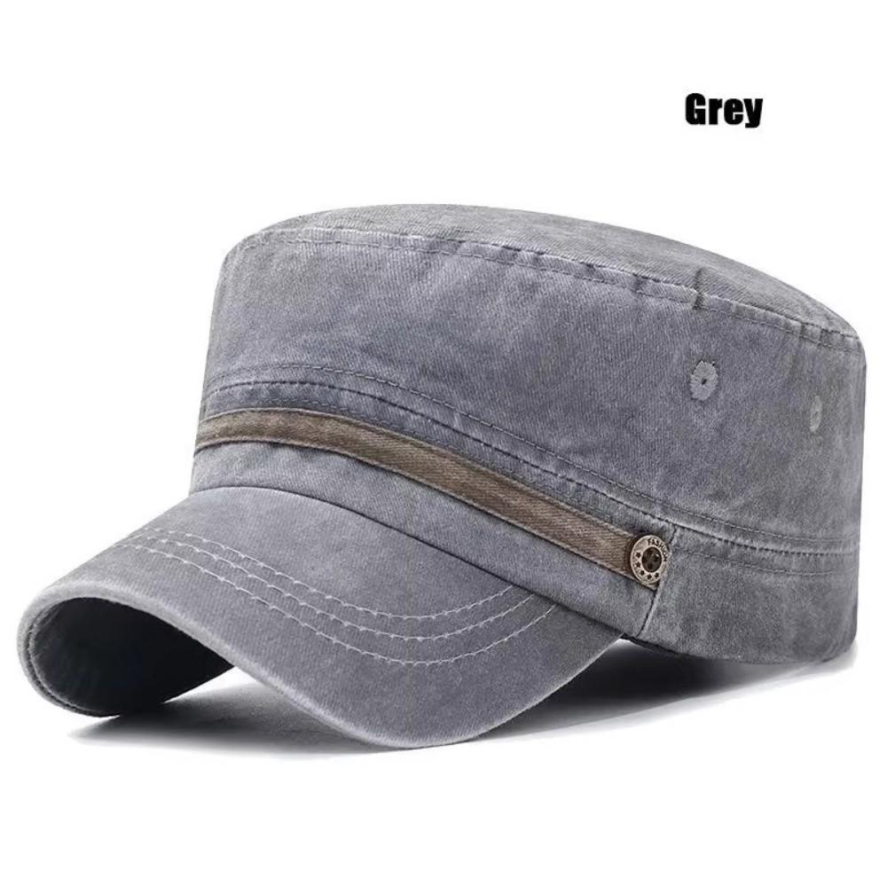 Adjustable Big Head Flat Hat Washed Cotton Middle-aged Dad Hat Retro Sun Hat Men Women