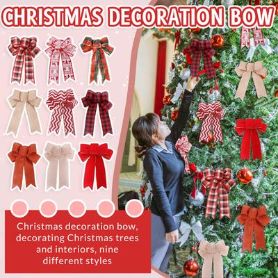 Christmas Bow Decoration 6-Piece Red Velvet Style Festive Christmas Tree Decor Collectible Gift Party Home Accessory