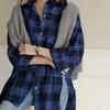 2025 Women's Plaid Lapel Long-Sleeve Mid-Length Fashion Shirt