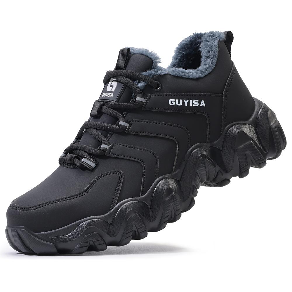 

Fleece-lined Safety Sneakers for Men Woman Winter Steel Toe Boots Thickened Warm Woman Anti-smashing Work Shoes Protective 36-46 46 чёрный