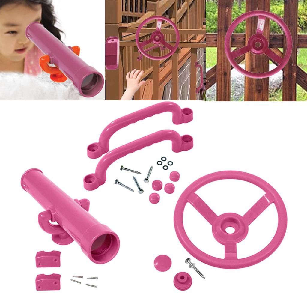 Playground Equipment Swingset Attachments Pink Set Pirate Ship Wheel for Kids Playhouse Climbing