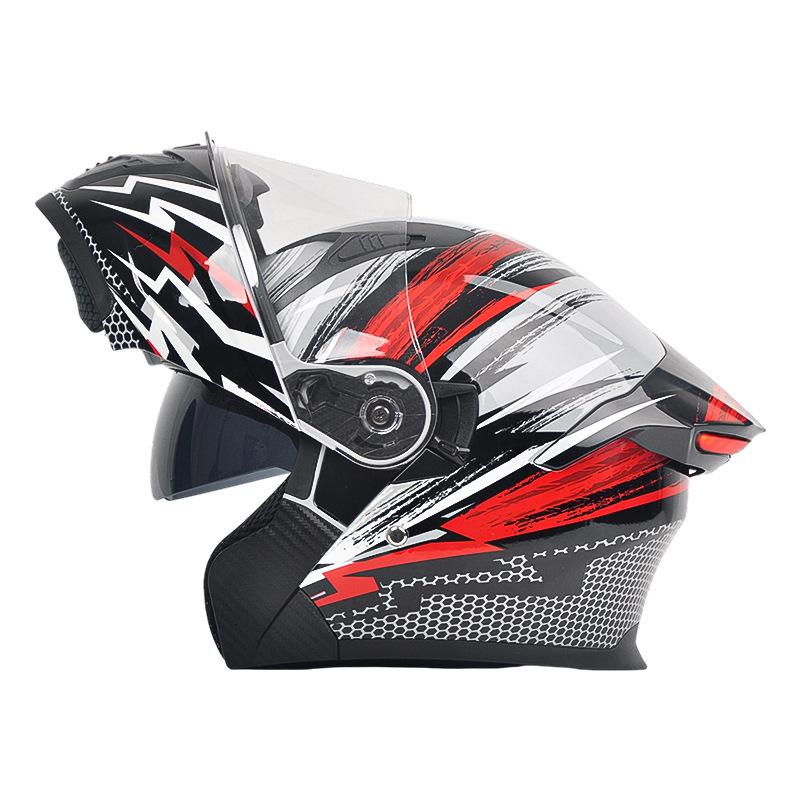 DOT Certified Unisex Flip-up Motorcycle Helmet with Smart Taillight - All-Season Off-road Design
