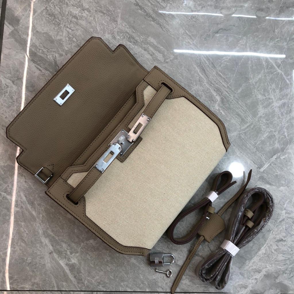 Niche Design New Bag Canvas with Cowhide Crossbody Bag Underarm Messenger Bag Casual Lock Leather Women's Bag