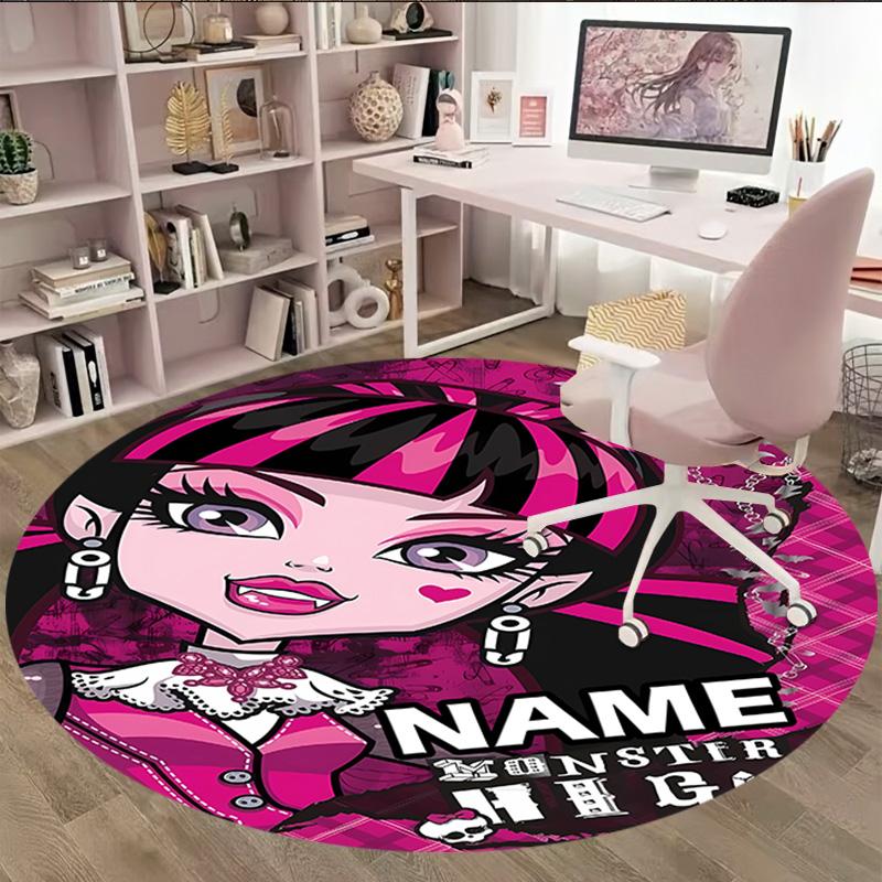 Customizable Monster High Draculaura2 Round Non-Slip Carpet - Ideal for Garden, Picnic, Office, Perfect for Decoration, Suitable For All Seasons