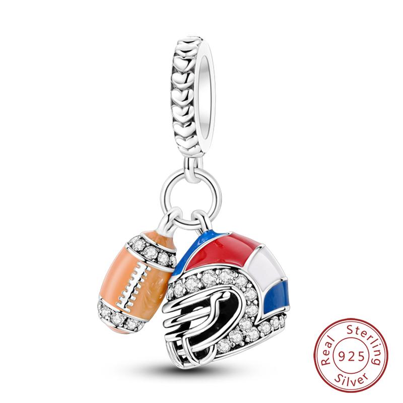 100% Copper Luggage Earth Camera Golf Rugby Helmet Charms Pendants Fit Qikaola Original Bracelets Diy Jewelry