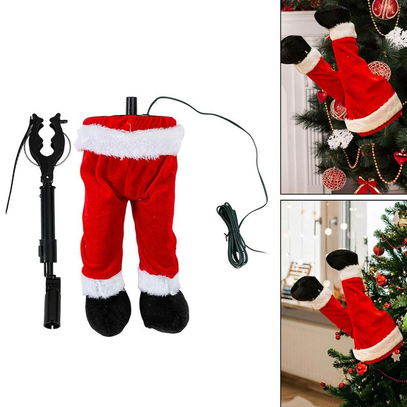 Santa Claus Legs Christmas Tree Decoration USB Holiday Decorations Fireplace Ornaments Animated Santa Christmas Tree Ornament