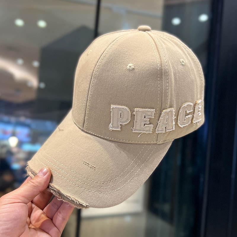 Peaked Caps, Men'S And Women'S Personalized Side Labels, Letters, Hard Top Baseball Caps, Trendy Brand Retro Holes