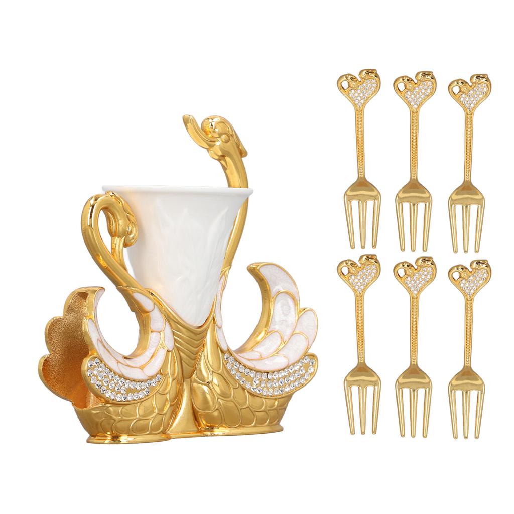 Base Fork Holder Set Elegant Multifunctional Decorative   Flatware with 6 Forks for Fruit Salads Coffee Desserts