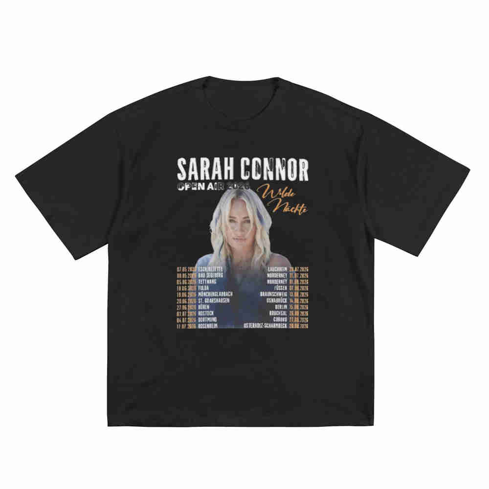 Sarah Connor Open Air 2025 Tour Dates Short Sleeve Tee 100% Cotton T-Shirt