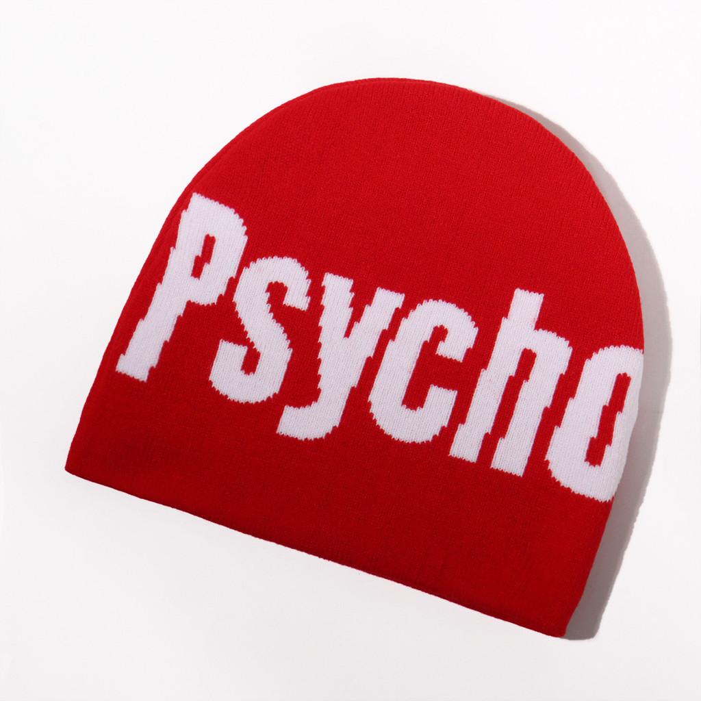 Blocked Color Fashion Letter Pattern Women Casual Warm Knitted Hat For Winter