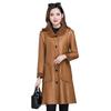 Women Autumn Winter Mid-length Leather Jacket  Female New Fashion Fur Lamb Fur Trench Coat Women Foreign Style Jacket