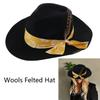 Wool Felted Hat Stylish Winter Hat Yellow Decorative Band Hat Unisex Wool Hat for Men and Women